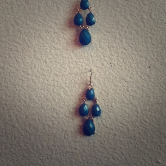 Teal earrings gold trim. - Picture 1 of 1