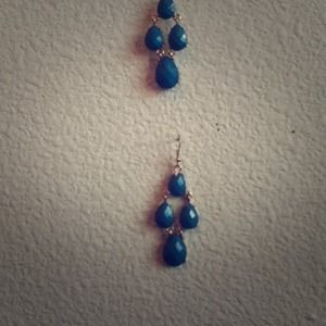 Teal earrings gold trim.