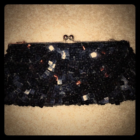 Black beaded clutch BNWOT