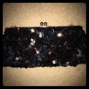 Black beaded clutch BNWOT