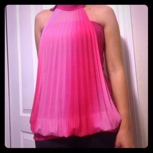 Pink Sleeveless Tube Top  Chiffon
