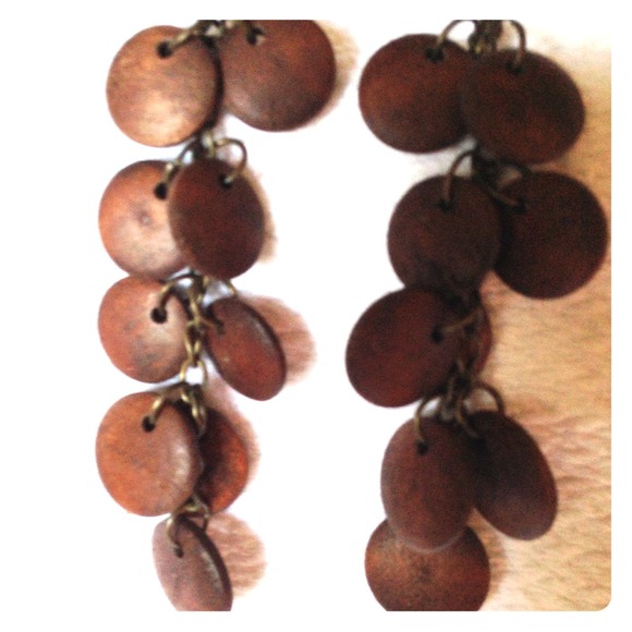 Brown Wooden Dangle Earrings