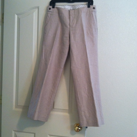 Light beige linen hip slung pants