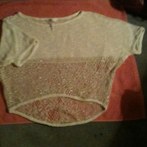 Off the shoulder textured ivory top