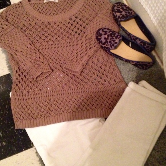 Old Navy Tops - ❌❌SOLD❌❌ Camel Open-Weave Sweater Top