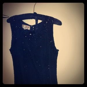Vintage black beaded lawrence Kazar cocktail dress