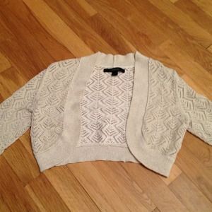Express cream/gold shimmer crop sweater