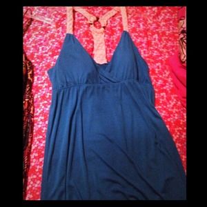 Knee length blue knit back dress