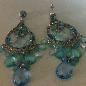 Turquoise and Blue Crystal Earrings