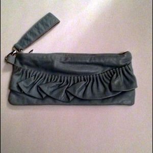 Ruffle leather clutch