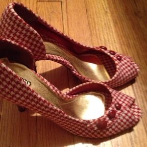 Red and white pumps by "Unlisted"