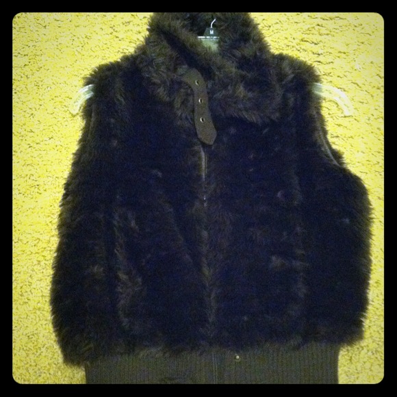 Brown faux fur vest