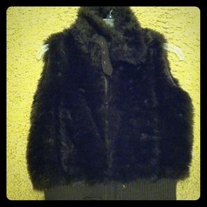 Brown faux fur vest