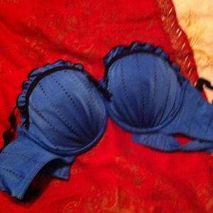 Blue ruffle top bra
