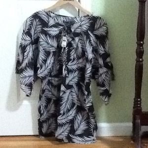 NWT Brown with white palm leaf design!