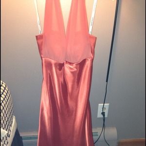 Coral satin halter top dress