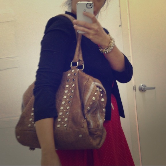 Handbags - RESERVED - Great By Sandie Leather Studded Tote