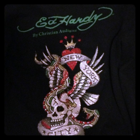 XS Women's Ed Hardy embellished zip up.