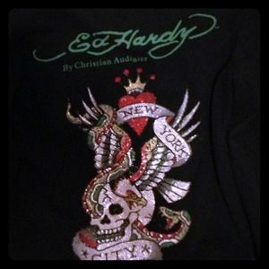 XS Women's Ed Hardy embellished zip up.