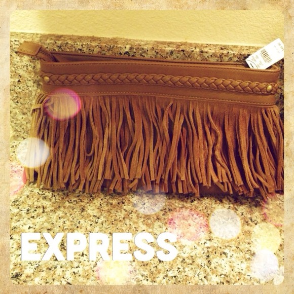 Express Fringe suede clutch