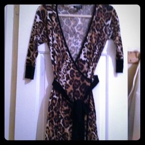 100% Cashmere Leopard wrap dress worn once