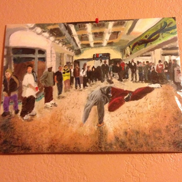 Acrylic painting of dancer in a subway station - Picture 3 of 3