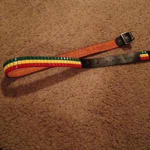 Leather "rasta" studed belt