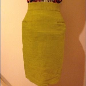 Vintage wool blend pencil high waist mustard skirt