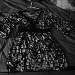 Black and white silk dress