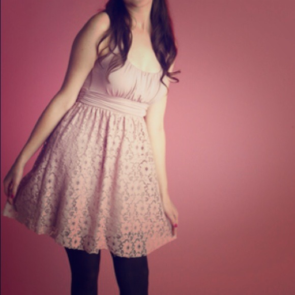 RESERVED! Sleevless cotton and lace pink dress