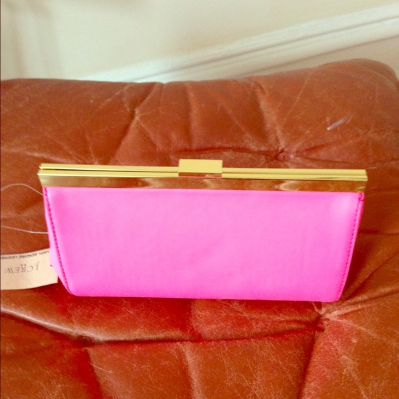 Jcrew gold and hot pink clutch!