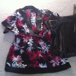 Scott Taylor blouse with silk like cami. Sz M