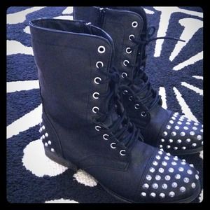 Madden girl black studded combat boots
