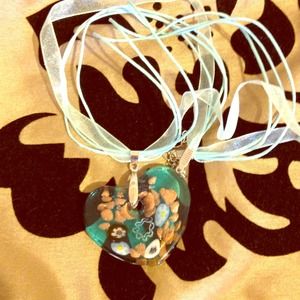 Blue heart lace necklace