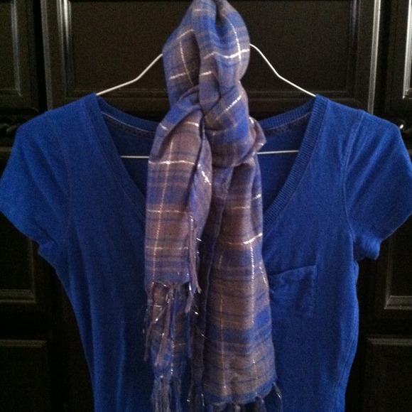 Royal blue/ grey with silver scarf