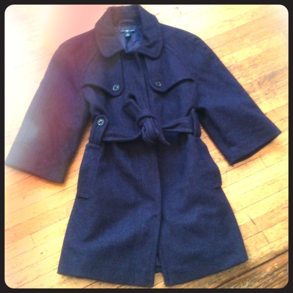 Dark purple gap pea coat style jacket that ties