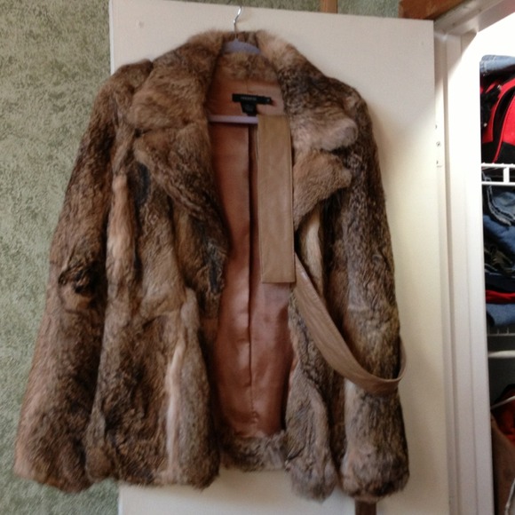 On HOLD. Rabbit fur coat with leather belt