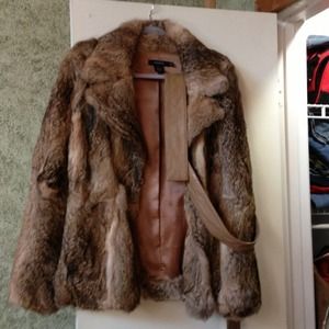 On HOLD. Rabbit fur coat with leather belt