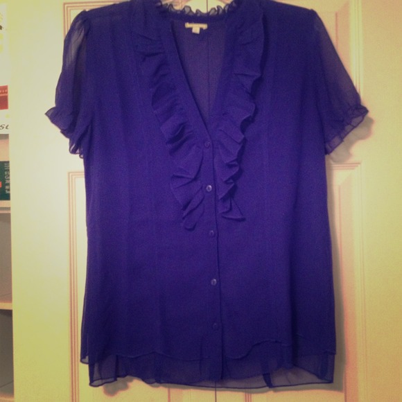 REDUCED Gorgeous royal blue ruffle front shirt