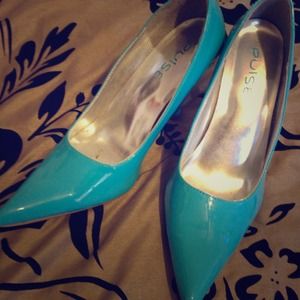 Bright blue stiletto heals