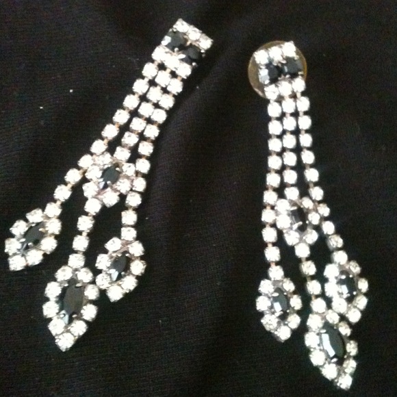 Diamond and black gem earrings