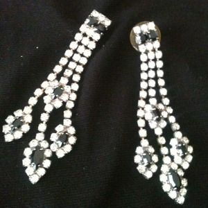 Diamond and black gem earrings