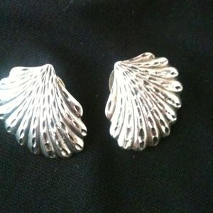 Silver shell earrings