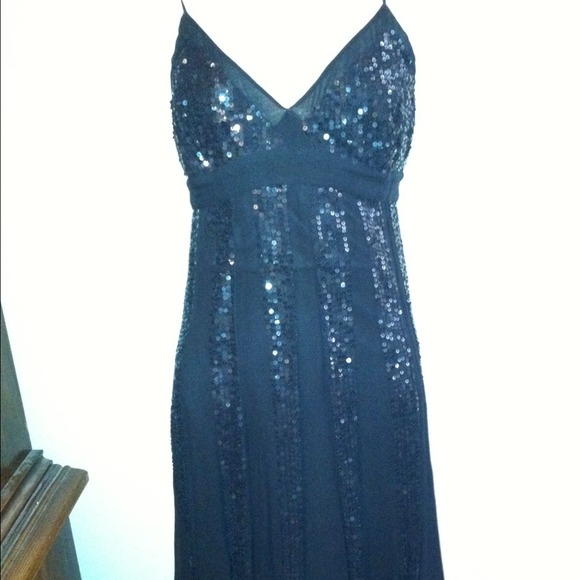 Vintage Sz 8 M sparkly black sequin cocktail dress - Picture 2 of 4
