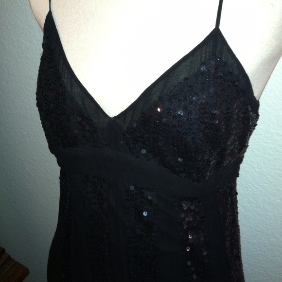 Vintage Sz 8 M sparkly black sequin cocktail dress - Picture 4 of 4