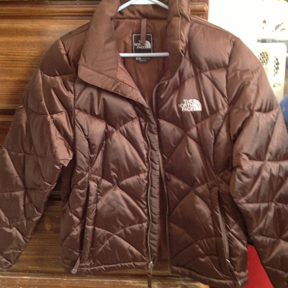 North face brown puffer coat