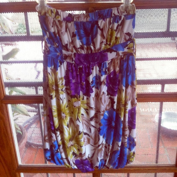 Strapless Floral Dress💜