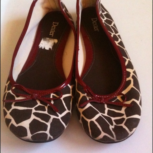 Brown and cream animal print ballet flats - Picture 1 of 2