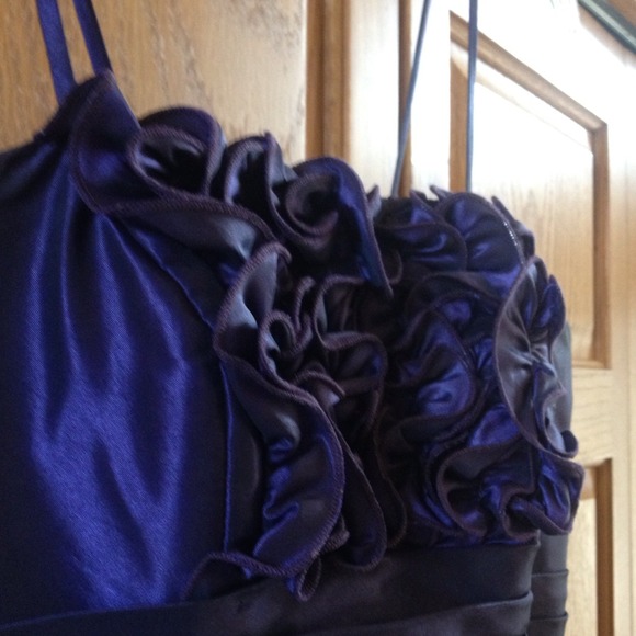 Beautiful Eggplant color short full bubble dress - Picture 2 of 3