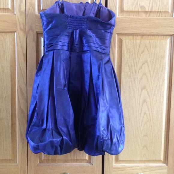 Beautiful Eggplant color short full bubble dress - Picture 3 of 3